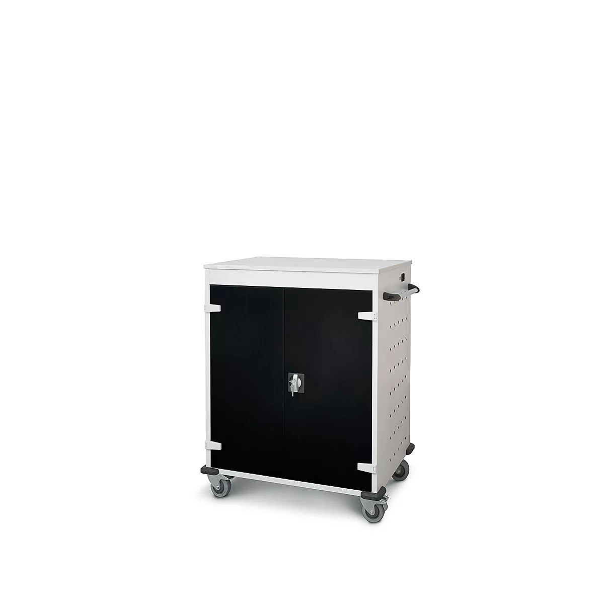 Laptopwagen mit Ladefunktion, 2-Punkt-Verriegelung, Feststellbremse, 16 Fächer, B 920 x T 500 x H 1060, schwarz