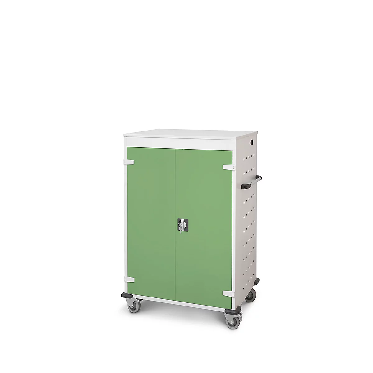 Laptopwagen mit Ladefunktion, 2-Punkt-Verriegelung, Feststellbremse, 20 Fächer, B 920 x T 500 x H 1250, grün