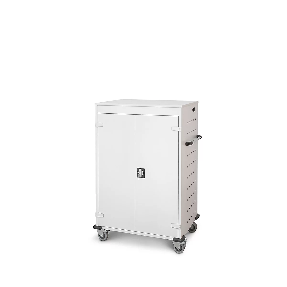 Laptopwagen mit Ladefunktion, 2-Punkt-Verriegelung, Feststellbremse, 20 Fächer, B 920 x T 500 x H 1250, lichtgrau