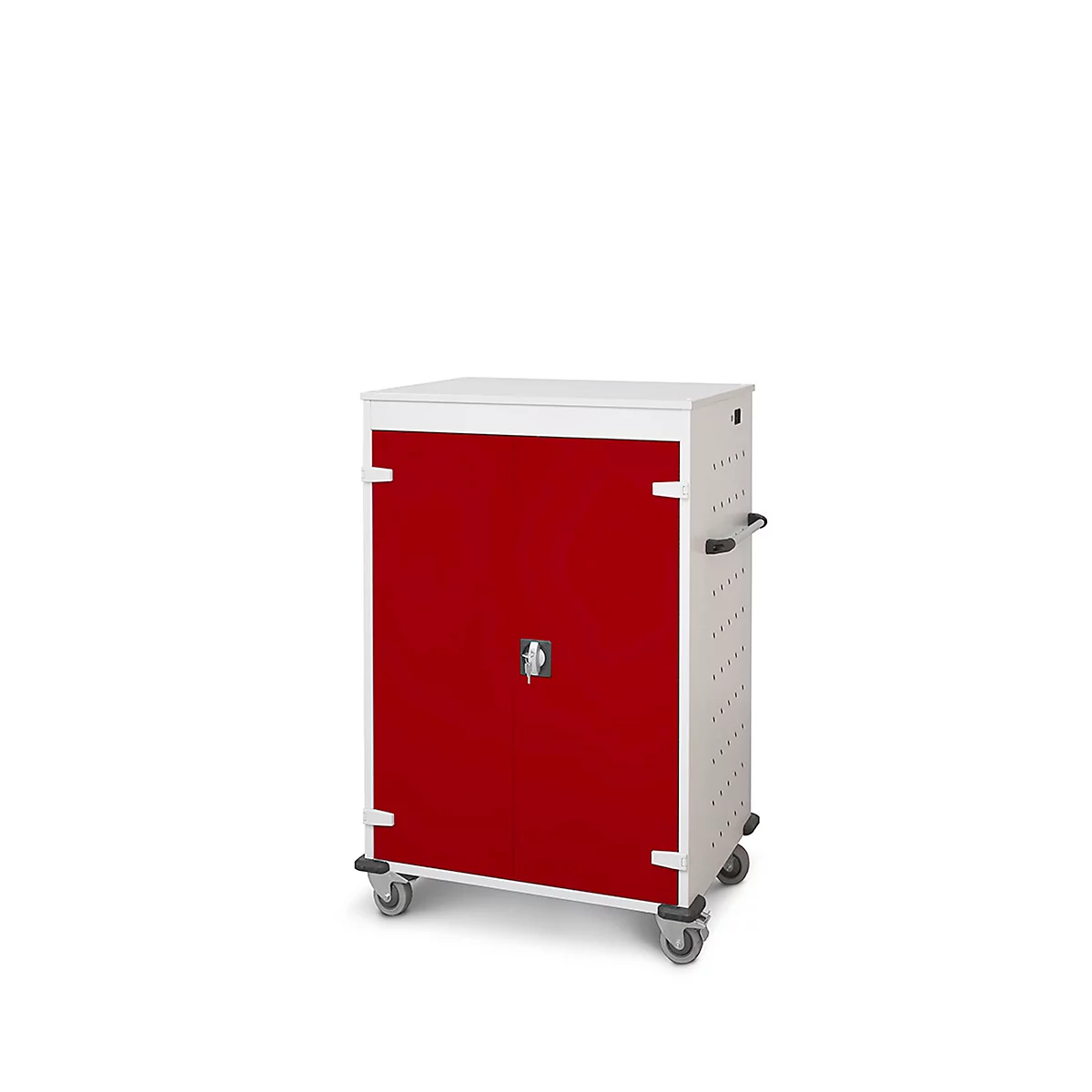 Laptopwagen mit Ladefunktion, 2-Punkt-Verriegelung, Feststellbremse, 20 Fächer, B 920 x T 500 x H 1250, weinrot