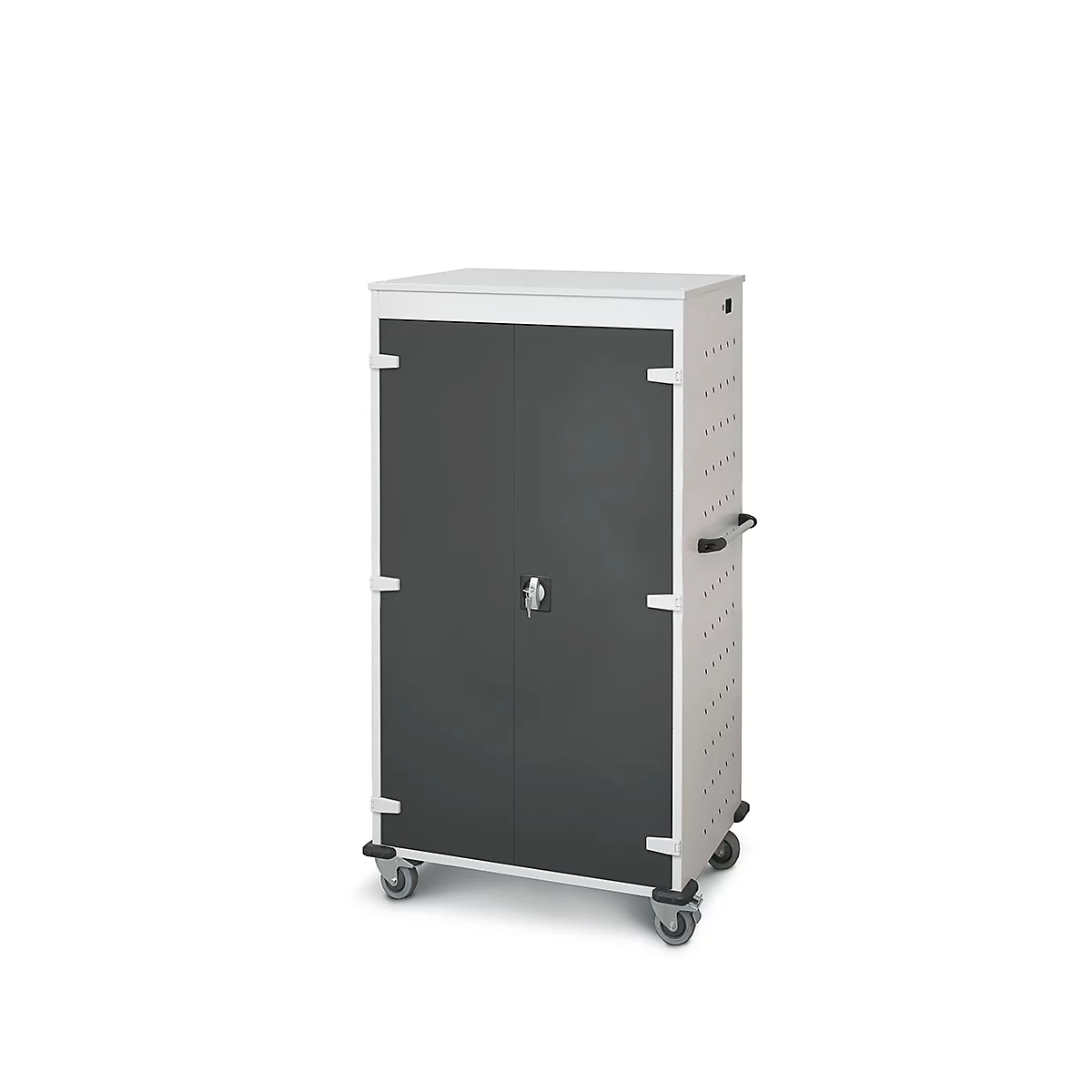 Laptopwagen mit Ladefunktion, 2-Punkt-Verriegelung, Feststellbremse, 26 Fächer, B 920 x T 500 x H 1540, anthrazit