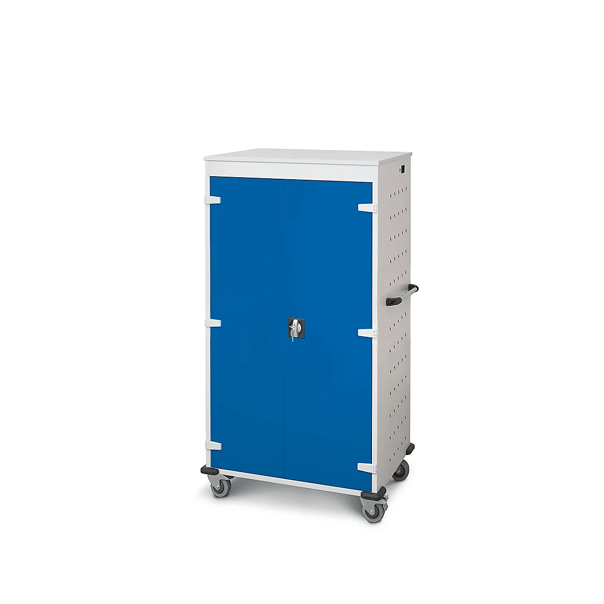 Laptopwagen mit Ladefunktion, 2-Punkt-Verriegelung, Feststellbremse, 26 Fächer, B 920 x T 500 x H 1540, enzianblau