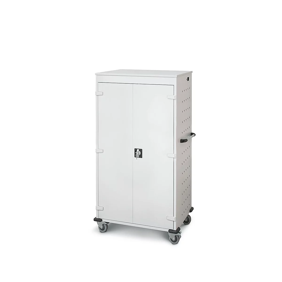 Laptopwagen mit Ladefunktion, 2-Punkt-Verriegelung, Feststellbremse, 26 Fächer, B 920 x T 500 x H 1540, lichtgrau