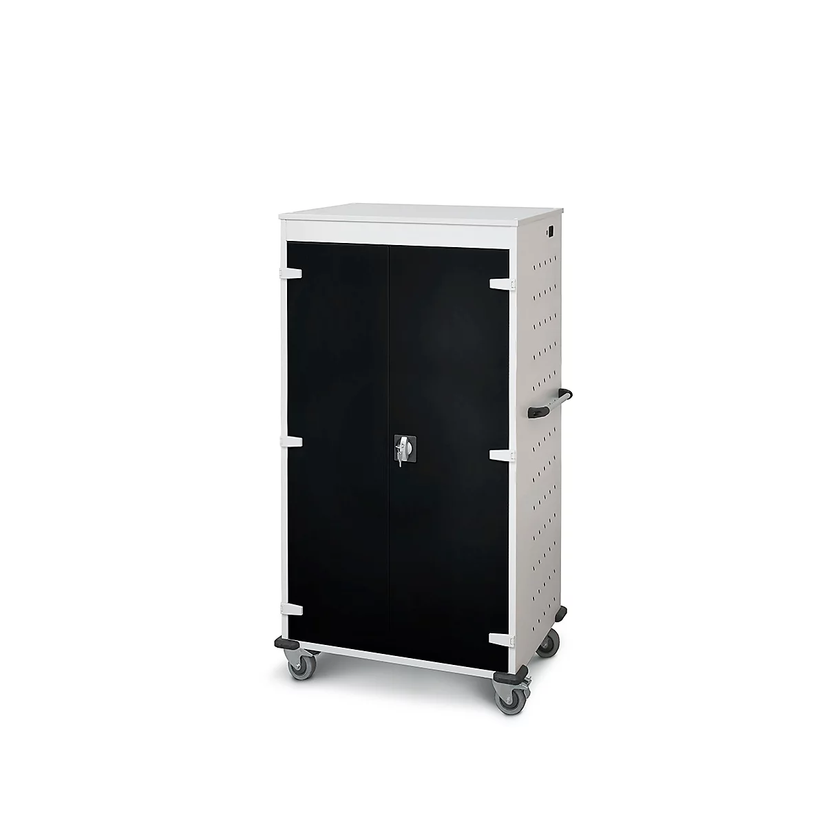 Laptopwagen mit Ladefunktion, 2-Punkt-Verriegelung, Feststellbremse, 26 Fächer, B 920 x T 500 x H 1540, schwarz