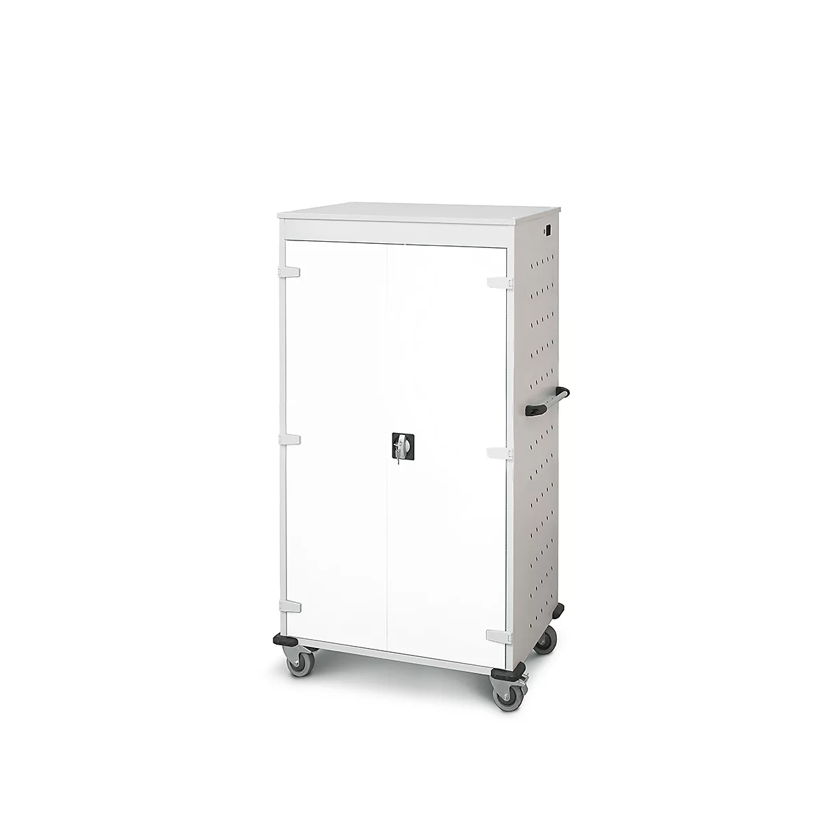 Laptopwagen mit Ladefunktion, 2-Punkt-Verriegelung, Feststellbremse, 26 Fächer, B 920 x T 500 x H 1540, weiß