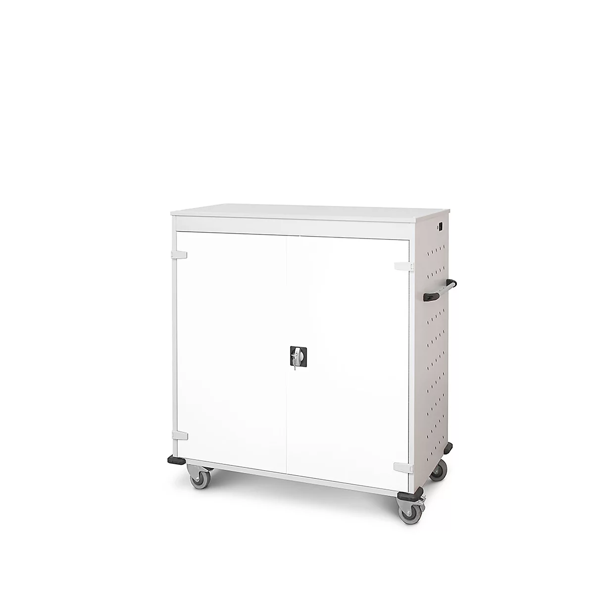 Laptopwagen mit Ladefunktion, 2-Punkt-Verriegelung, Feststellbremse, 30 Fächer, B 1310 x T 500 x H 1250, weiß