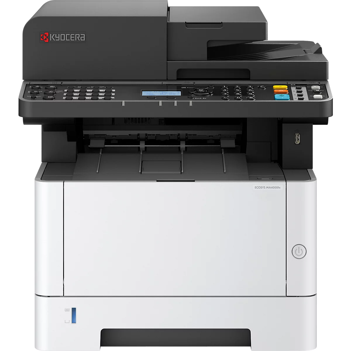 Laser-Multifunktionsdrucker Kyocera ECOSYS MA4000fx, Schwarzweiß, 4-in-1, USB/LAN/SD-Karte, Auto-Duplex/Mobildruck, bis A4, inkl. Toner