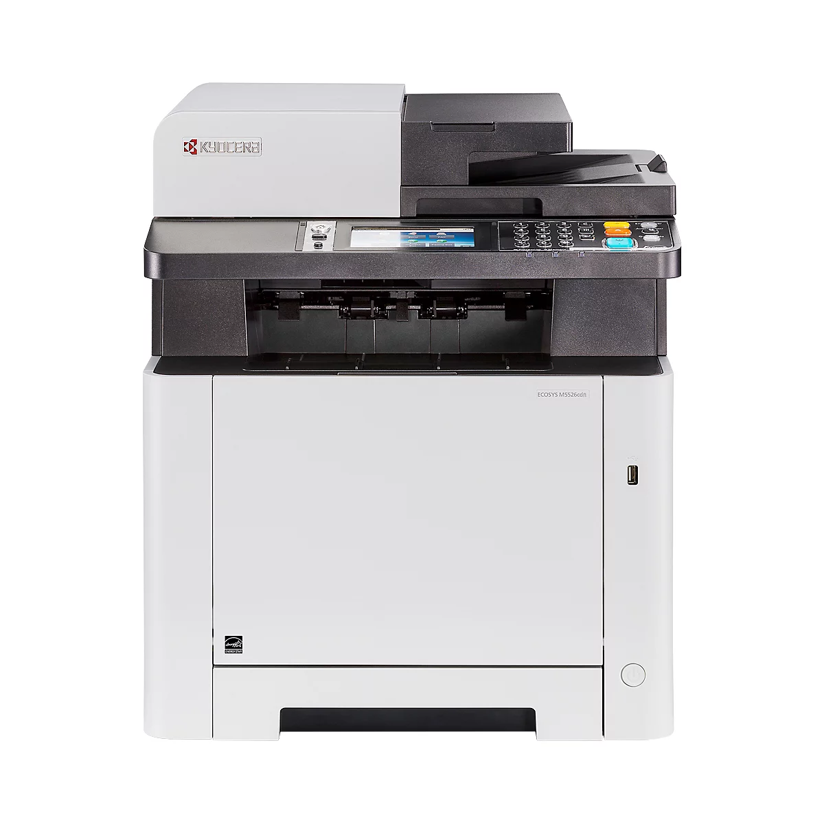 Laser-Multifunktionsgerät Kyocera ECOSYS M5526cdn/A, Farbe & S/W, Drucken/Kopieren/Scannen, USB/LAN/SD, Duplex, bis A4, B 417 x T 429 x H 495 mm