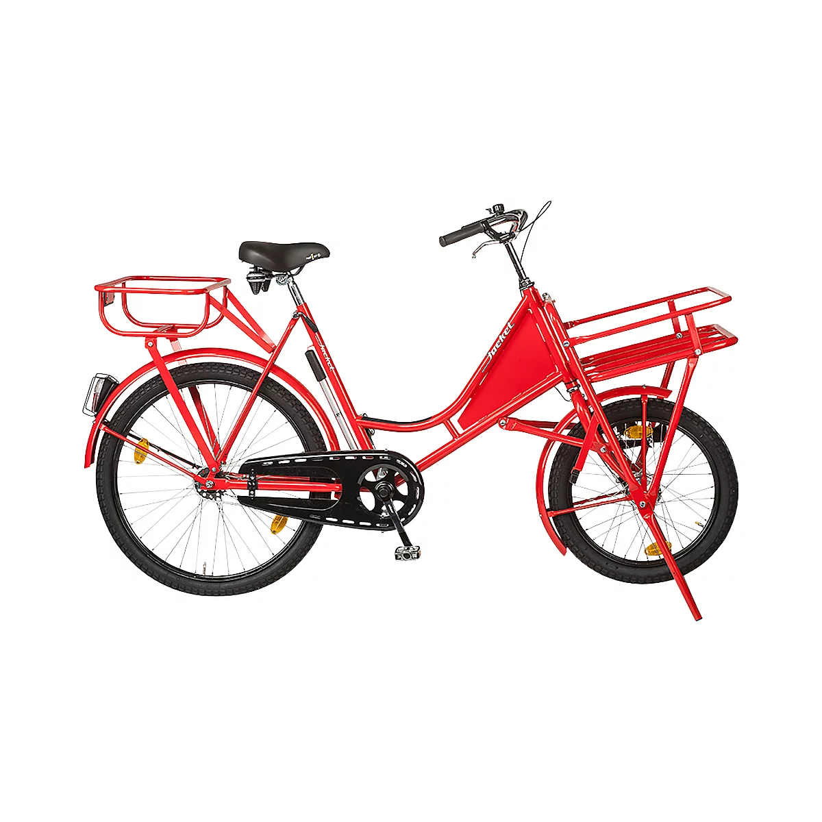 Lastenfahrrad, Rahmen Stahl, mit Vorderrad-Lastenträger, Vorderrad-Ständer, rot