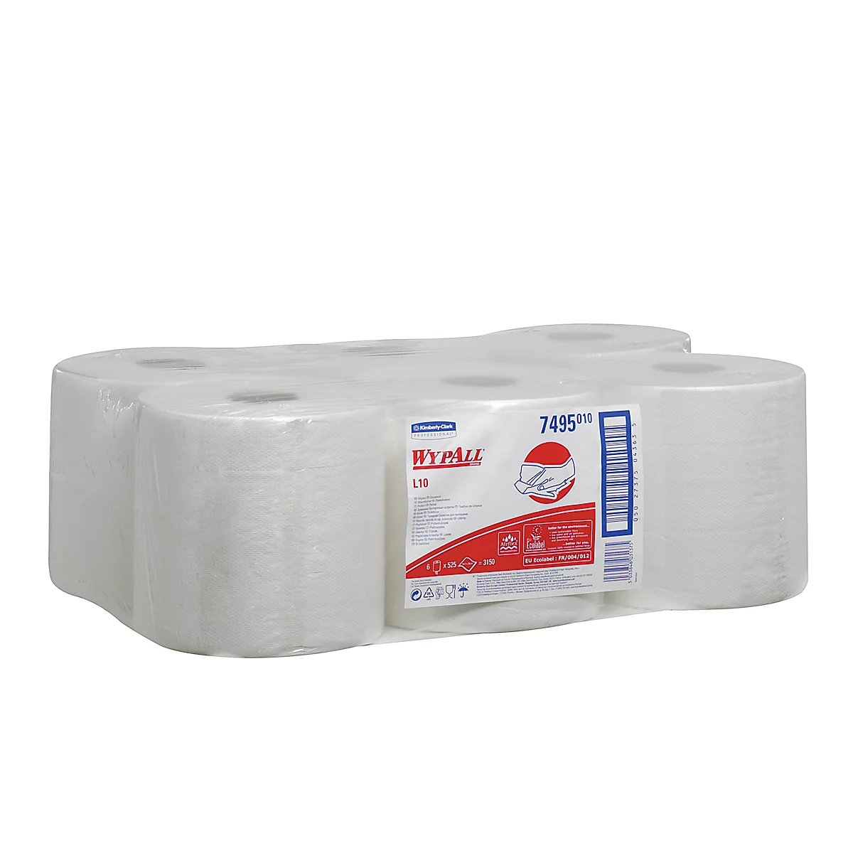 Lavette L-10 EXTRA WYPALL* distribution centrale RCS, en matériau Airflex, 3150 lingettes, 1 épaisseur, blanc