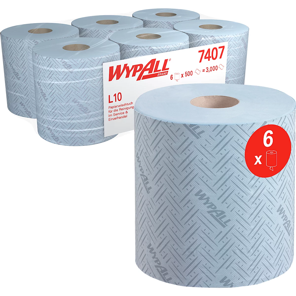 Lavette L-10 EXTRA WYPALL* distribution centrale RCS, en matériau Airflex, 3150 lingettes, 1 épaisseur, bleu