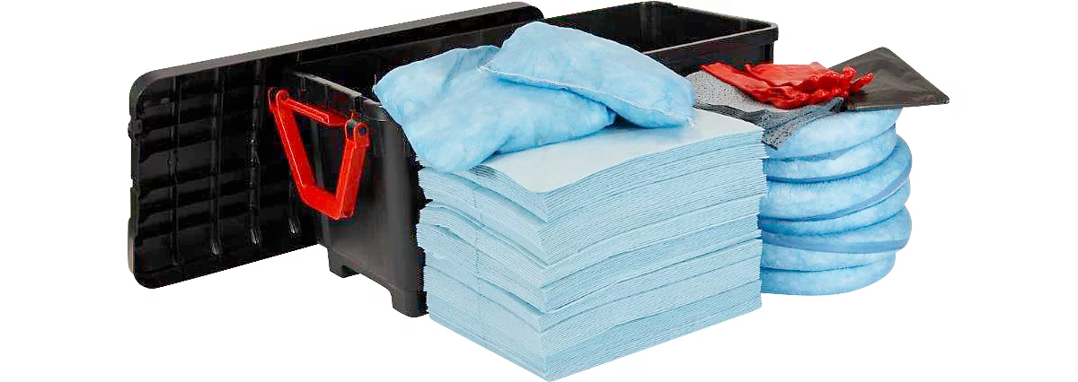 Leckagen-Notfallset in Rollkoffer mit abnehmbarem Deckel, 132-teilig, ölbindend  blau, Aufnahmekapazität 150 L günstig kaufen