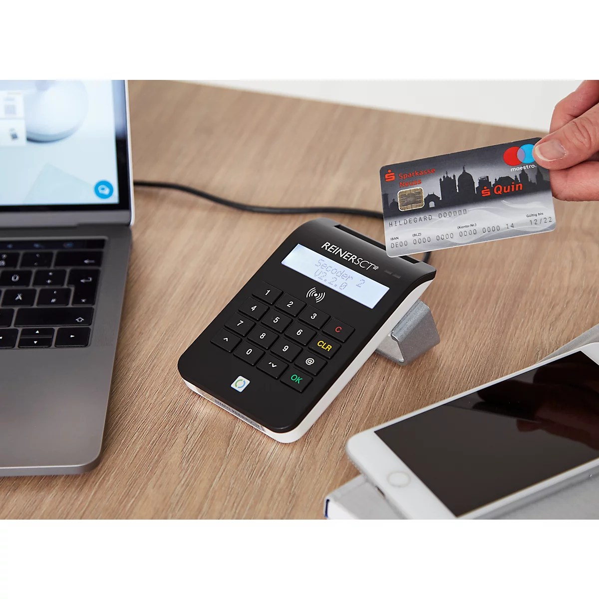Lecteur de cartes à puce cyberjack RFID confort REINERSCT, saisie PIN, multi-applications