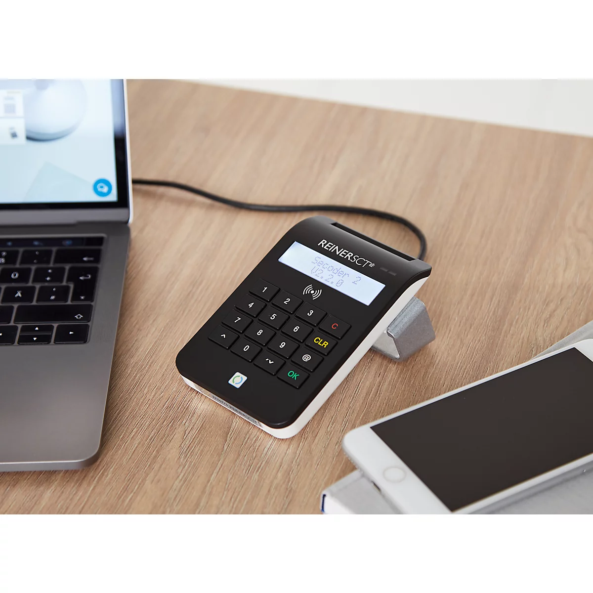 Lecteur de cartes à puce cyberjack RFID confort REINERSCT, saisie PIN, multi-applications