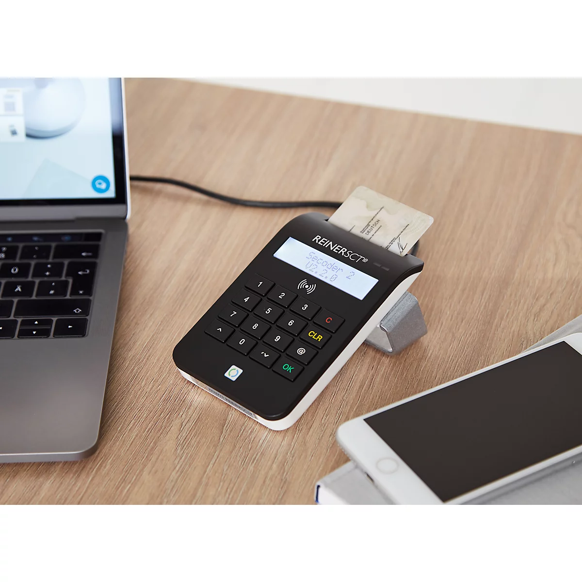 Lecteur de cartes à puce cyberjack RFID confort REINERSCT, saisie PIN, multi-applications