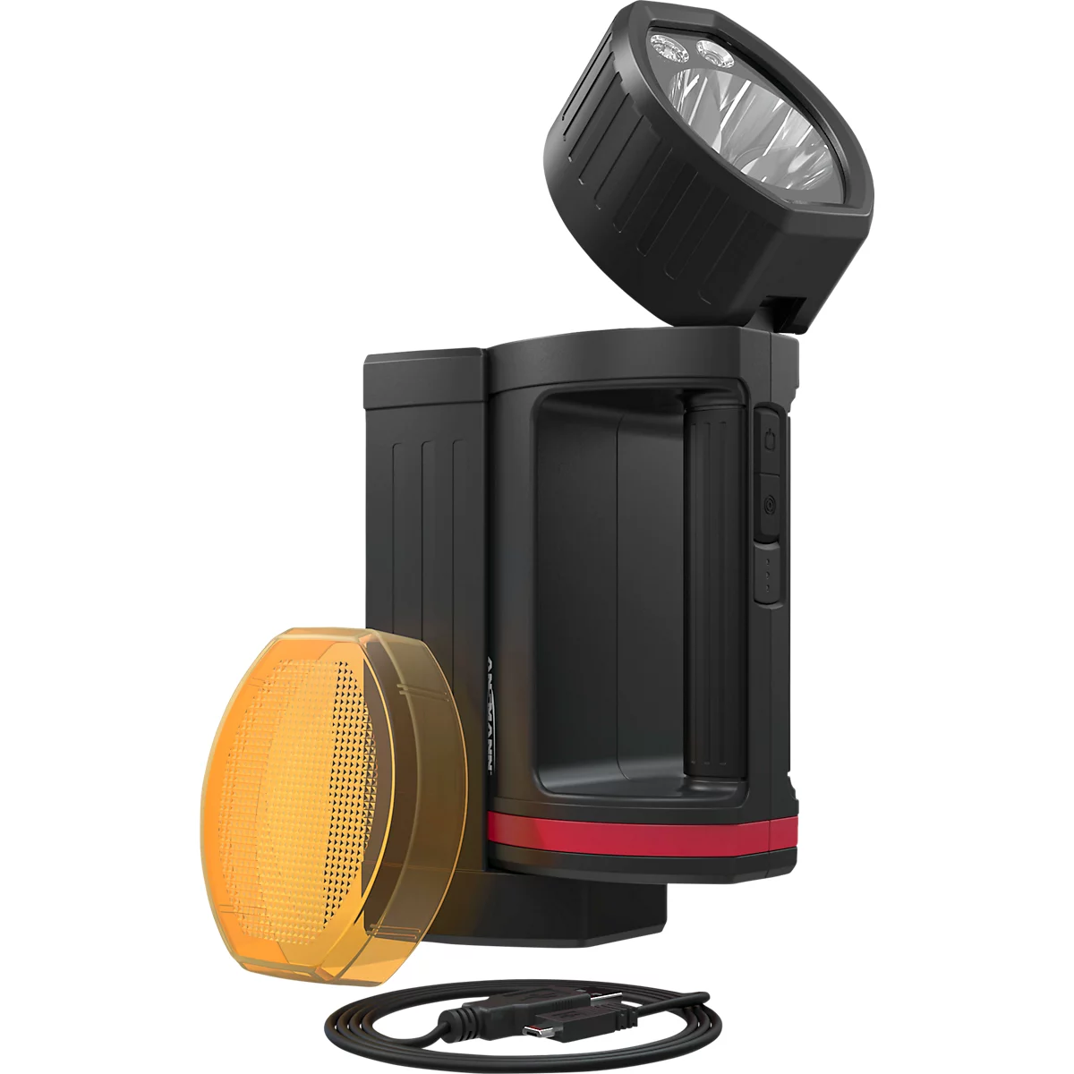 LED-Handscheinwerfer Ansmann HS20R Pro, dimmbar, 1700 lm, 500 m Reichweite, bis zu 7 h, Lithium-Ionen-Akku, B 215,5 × T 81,5 × H 105 mm