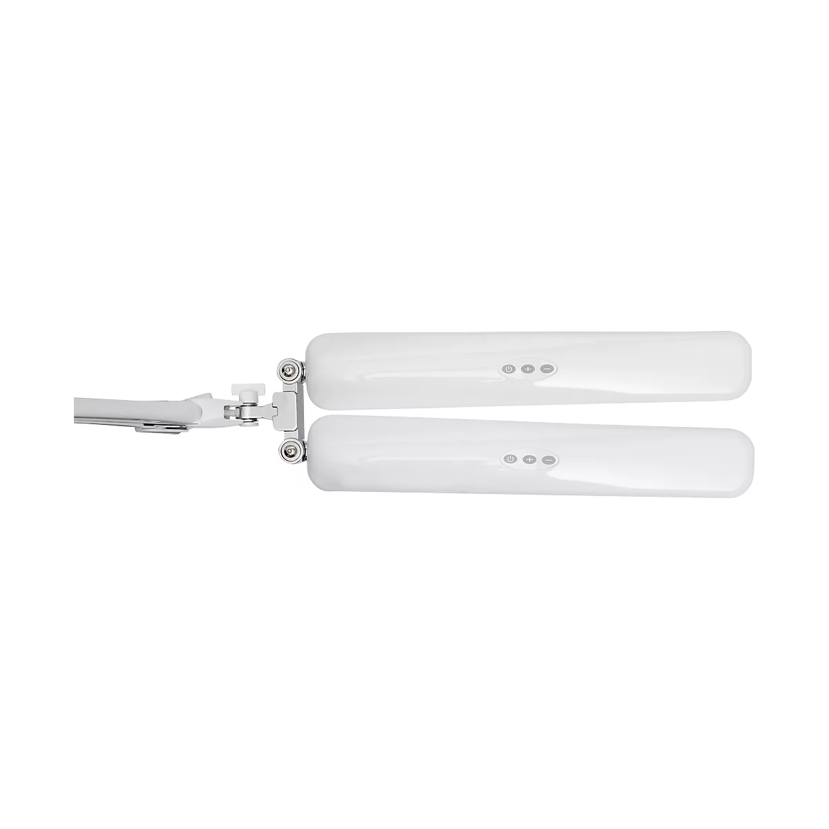 LED-Klemmleuchte MAULcraft duo, 2 Köpfe, Leistung 22 W, dimmbar, um 360° drehbar, 2860 lm, Klemmweite 63 mm, weiß