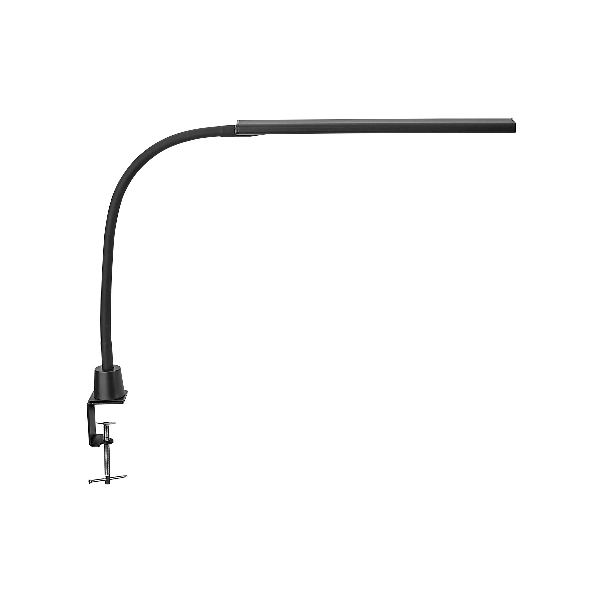 LED-klemverlichting MAULpirro, vermogen 7 W, 4-staps dimmer, 390 lm, zwenkbaar, klembreedte 45 mm, zwart