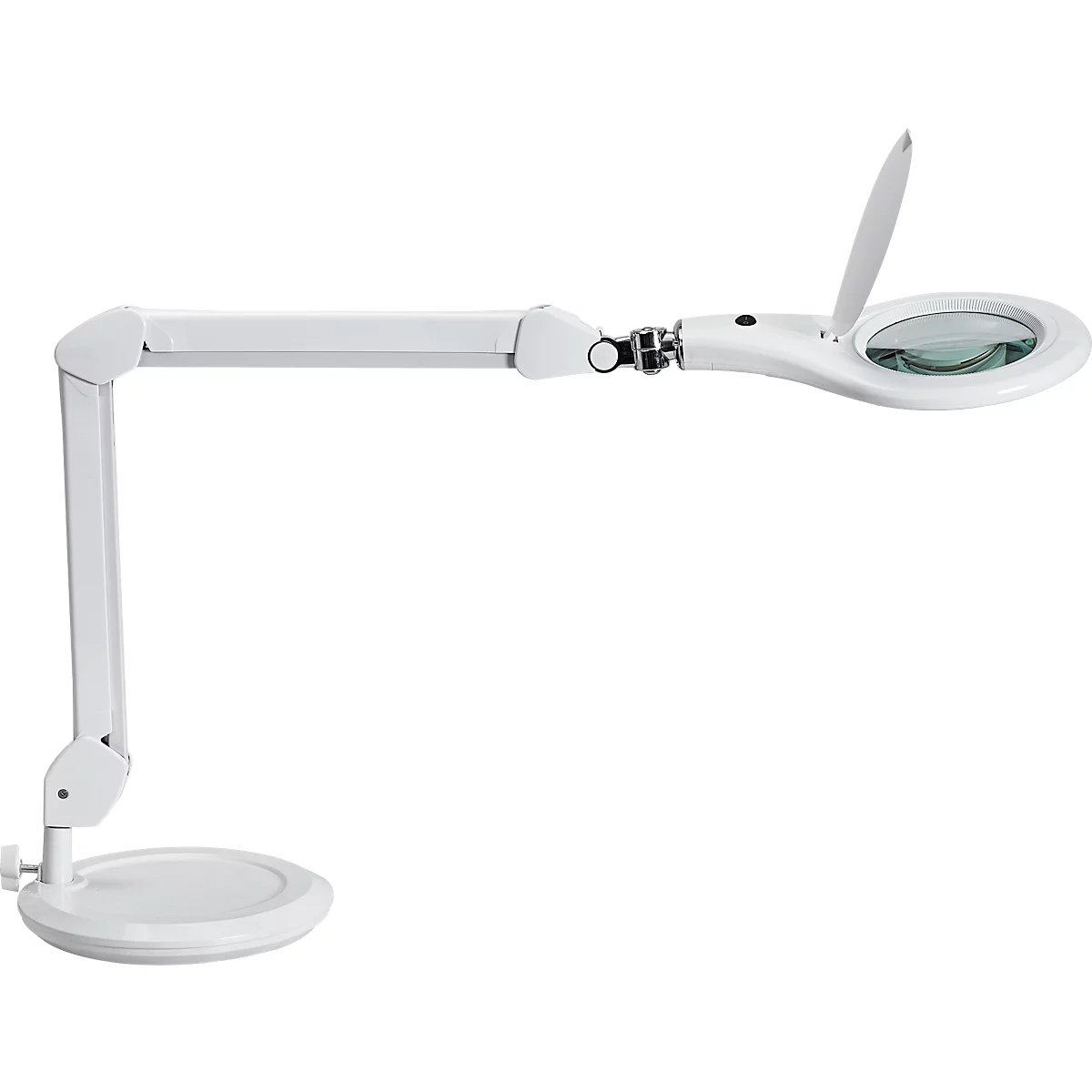 LED loeplamp MAULmakro, 3-dioptrie lens, 8 W, 580 lm, 6500 K, arm 360° draaibaar &amp; kantelbaar, in hoogte verstelbaar, statief, wit