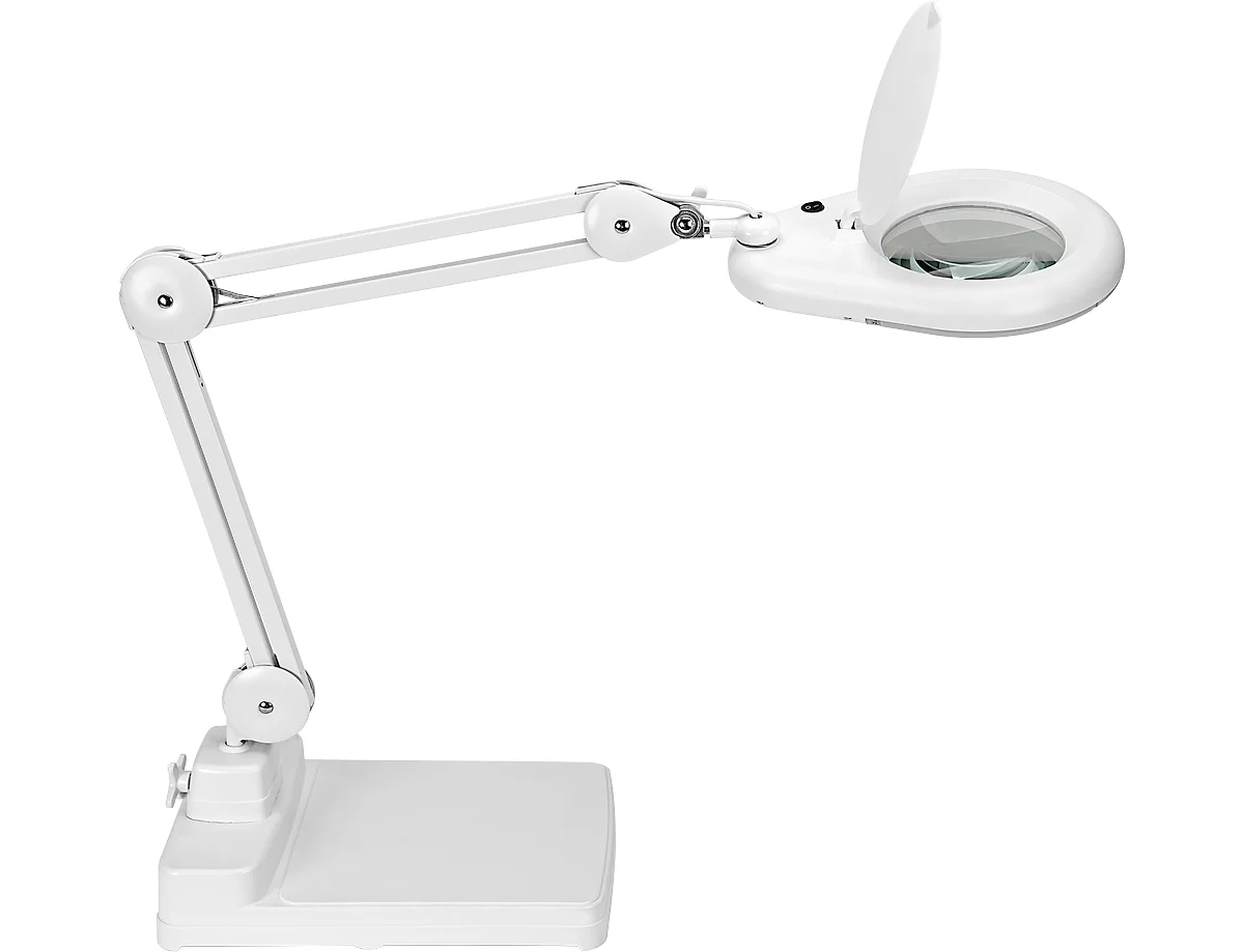 LED-loeplamp MAULvisio, vermogen 8 W, 1200 lm, 3-diploperlens, draaibare voet, zwart of wit voordelig | Schäfer Shop