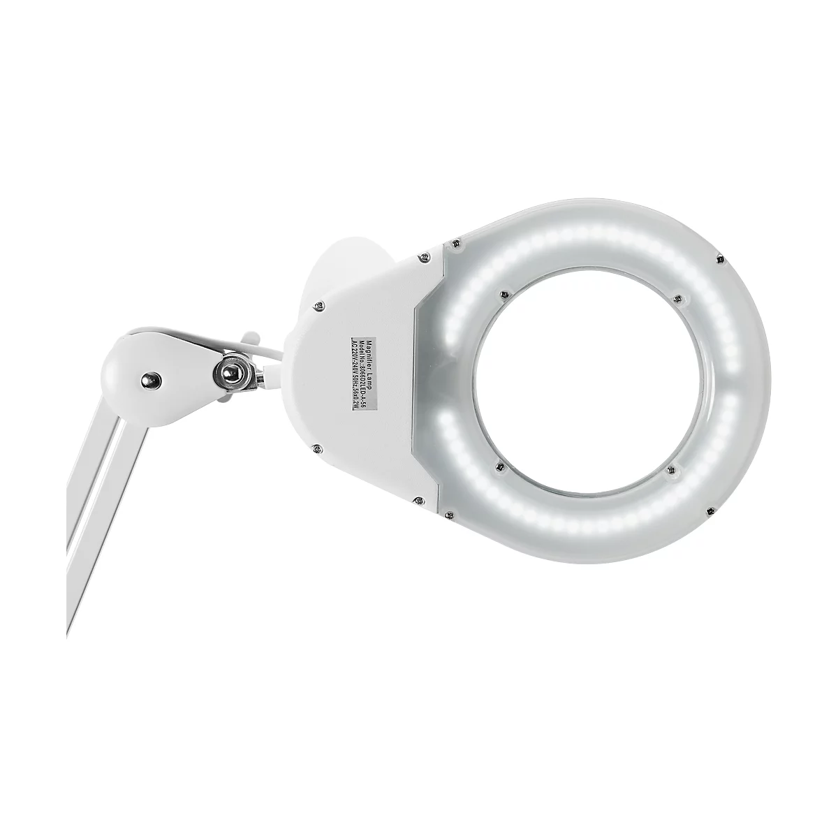 LED-loeplamp MAULvisio, vermogen 8 W, 1200 lm, 3-dioptrische lens, draaibare voet, wit