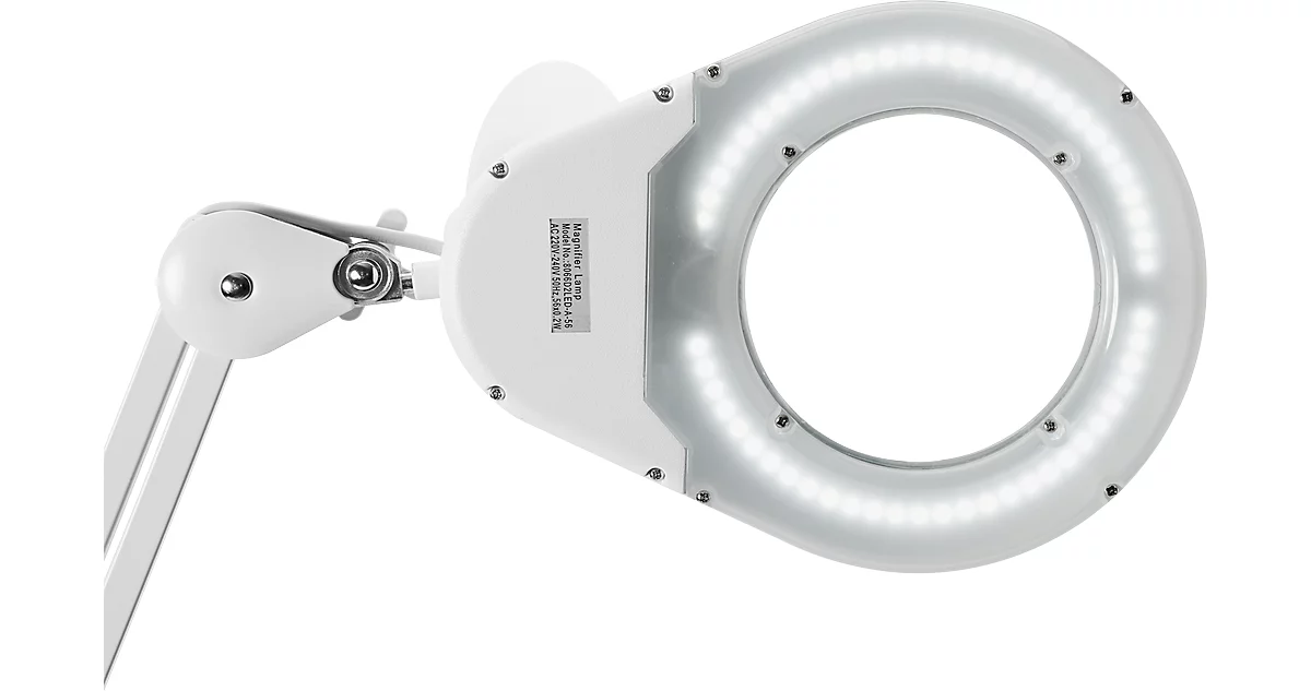 LED-Lupenleuchte MAULvisio, Leistung 8 W, 1200 lm, 3-Dioptrien-Linse, drehbarer Standfuß, weiß