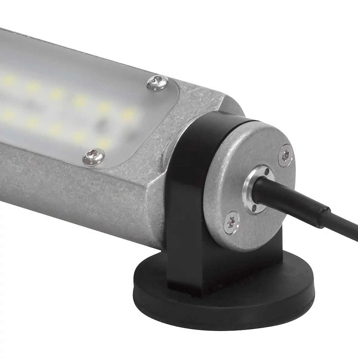 LED machineverlichting Bauer &amp; Böcker nachtwacht M, bedraad, 6 W, 600 lm, 5500 K, 360° draaibare scharnieren, magneetvoet, IP67, aluminium, grijs