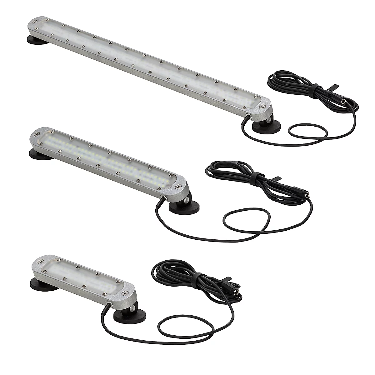 LED Maschinenleuchte Bauer & Böcker Lichtleiste S, 6 W, 600 lm, 5500 K, um 45° drehbare Gelenke, 5500 K, Magnetfuss, IP67, Aluminium, grau