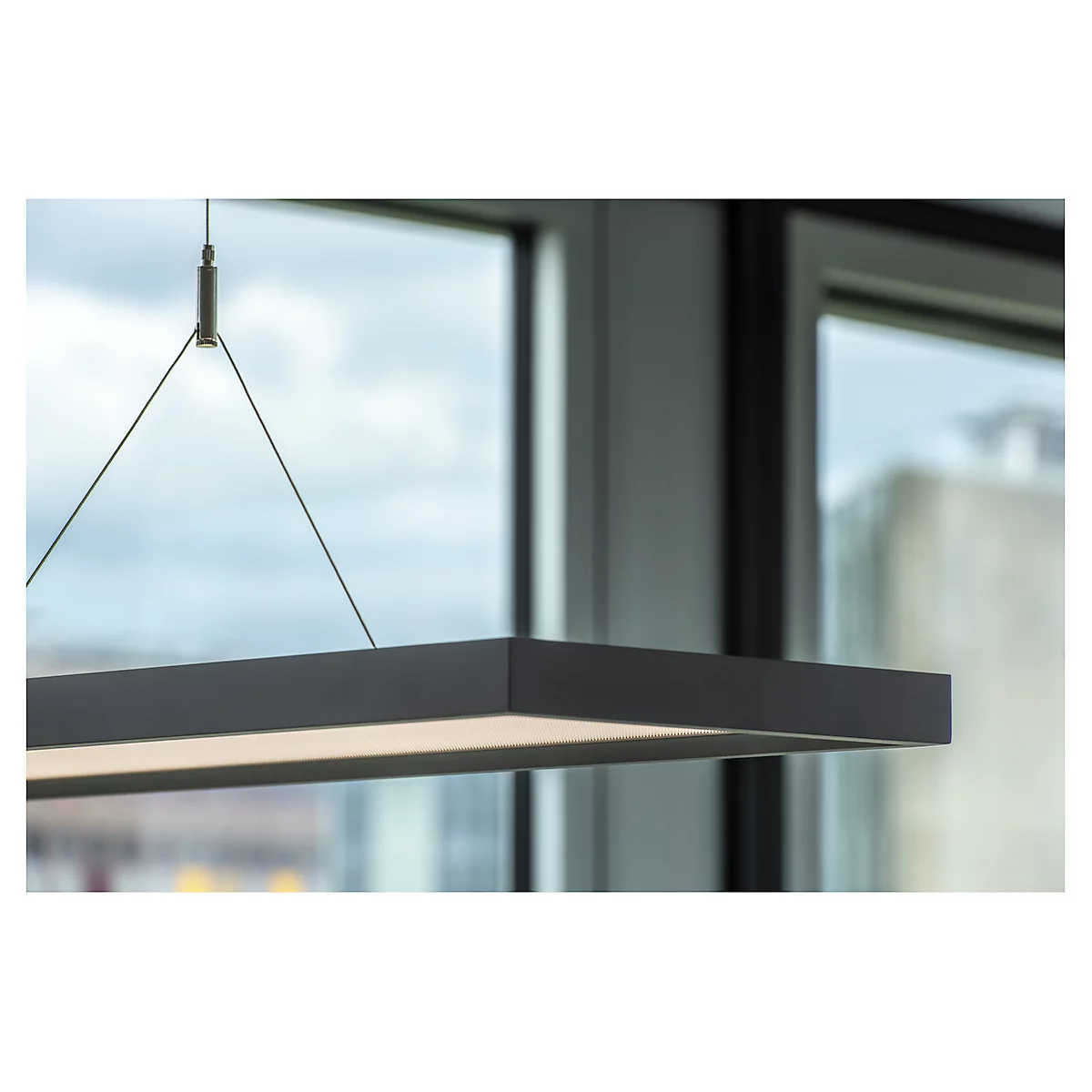 LED-pendelarmatuur SLV Worklight, 57 W, 200-240 V, plafondmontage, DALI-sturing, vaste LED-lamp, L 1200 x B 260 x H 2500 mm, zwart
