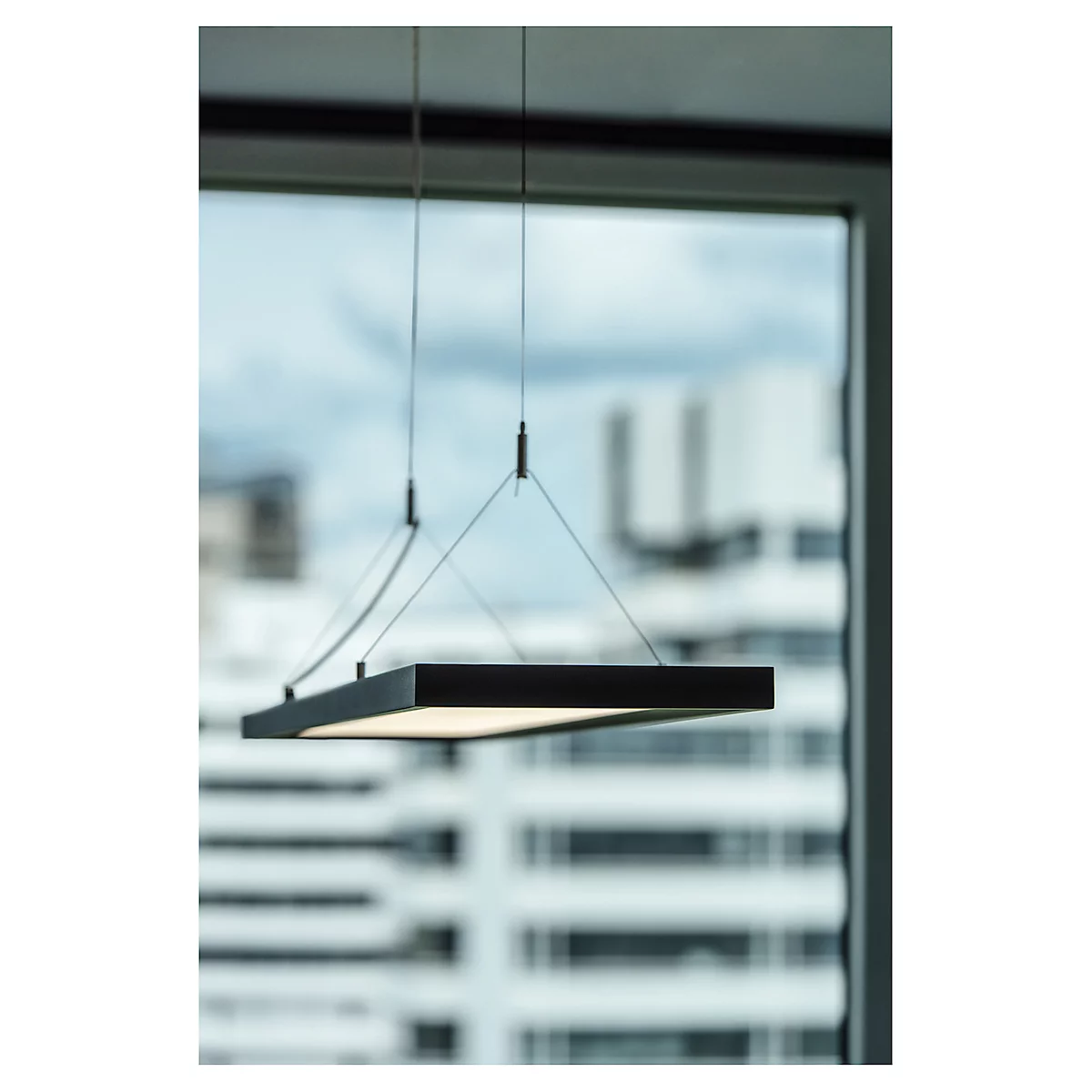 LED-Pendelleuchte SLV Worklight, 57 W, 200-240 V, Deckenmontage, DALI-Steuerung, fest eingebaute LED-Lampe, L 1200 x B 260 x H 2500 mm, schwarz