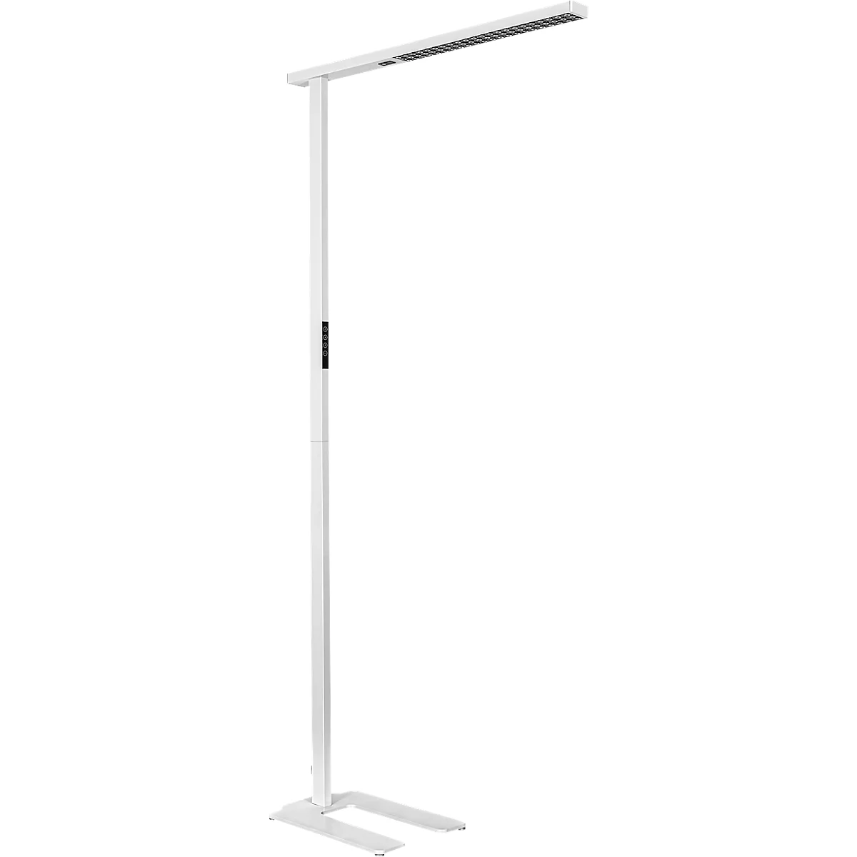 LED-Stehleuchte MGL LICHT OSL6000, 60W, 6520 lm, 4000K, dimmbar, Multifunktionstouchpanel, Bewegungs- & Tageslichtsensor, Direkt-/Indirektlicht, höhenverstellbare Drehfüße, weiß