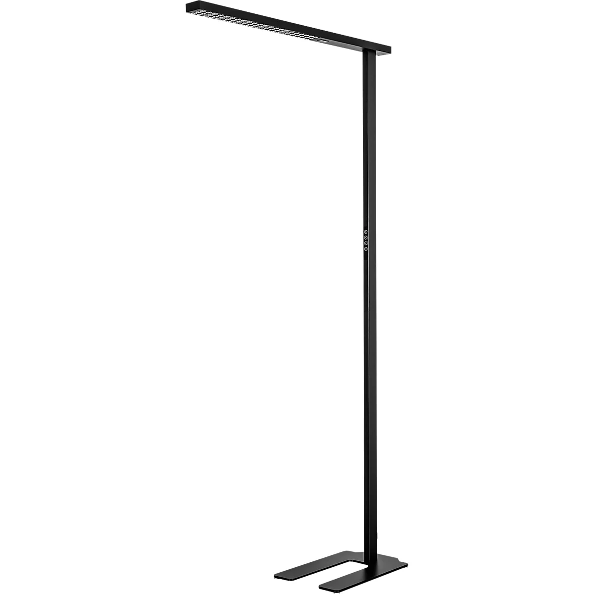 LED-Stehleuchte MGL OSL6000, 60 W, 6520 lm, 4000 K, direktes/indirektes Licht, dimmbar, Bewegungs- und Tageslichtsensor, höhenverstellbare Drehfüße, schwarz