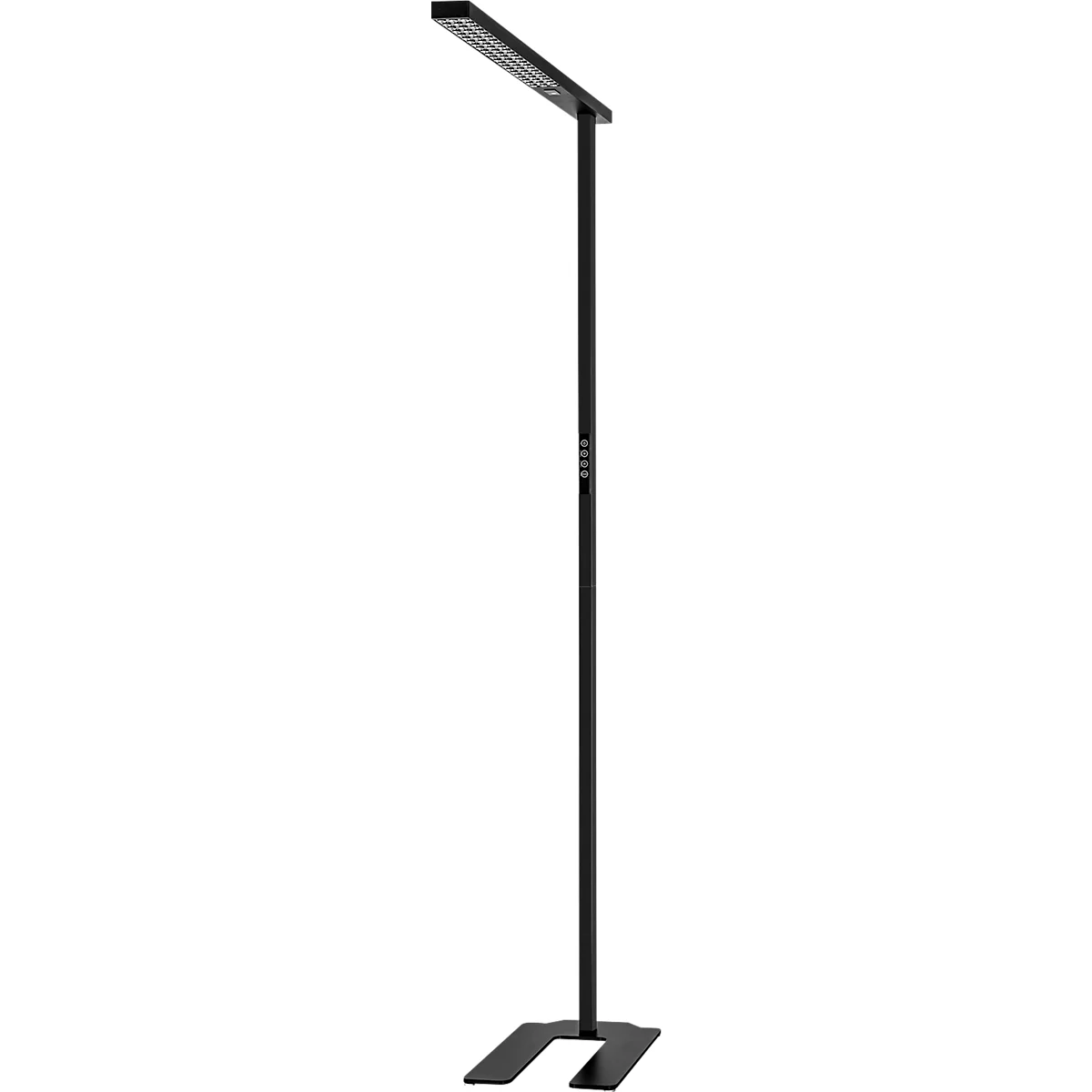 LED-Stehleuchte MGL OSL6000, 60 W, 6520 lm, 4000 K, direktes/indirektes Licht, dimmbar, Bewegungs- und Tageslichtsensor, höhenverstellbare Drehfüße, schwarz