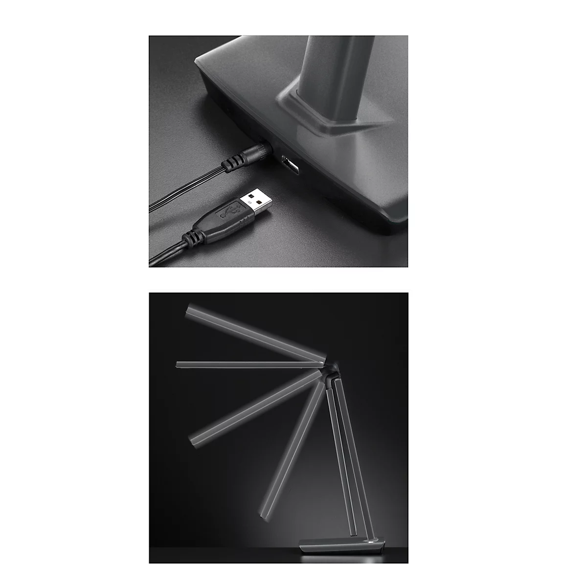 LED tafellamp Fischer&amp;Honsel Bright, 9 W, instelbaar, sensordimmer, L 200 x B 160 x H 790 mm, metaal, titanium