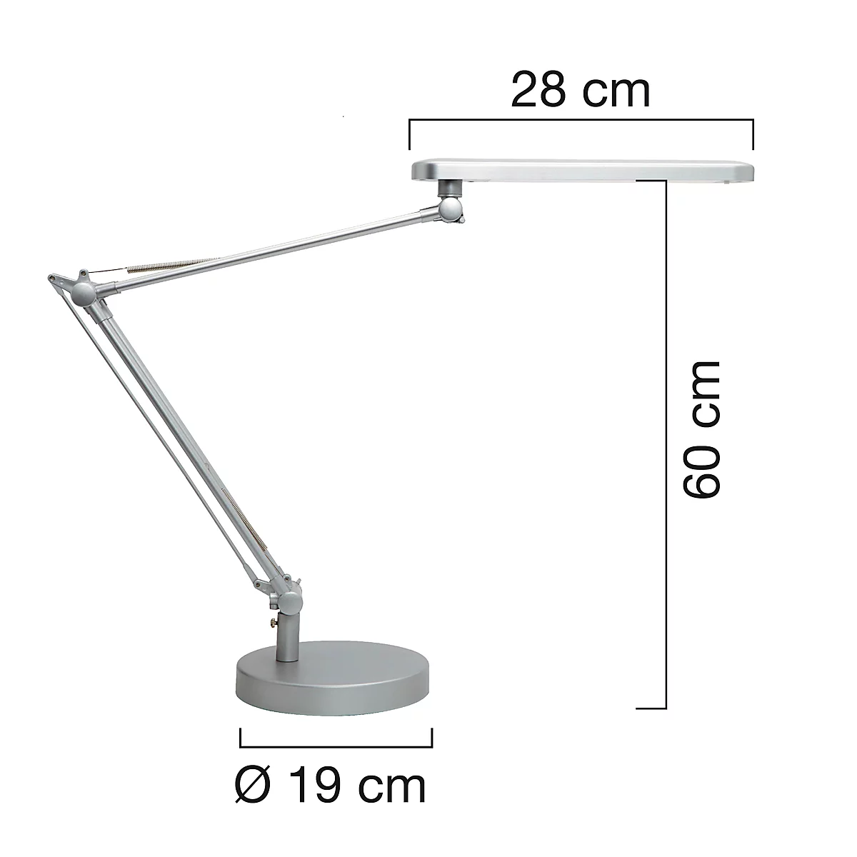 LED tafellamp MAMBOLED, 7 W, 665 lm, met diffuser, draai- en kantelbaar, voet + klem, metaalgrijs