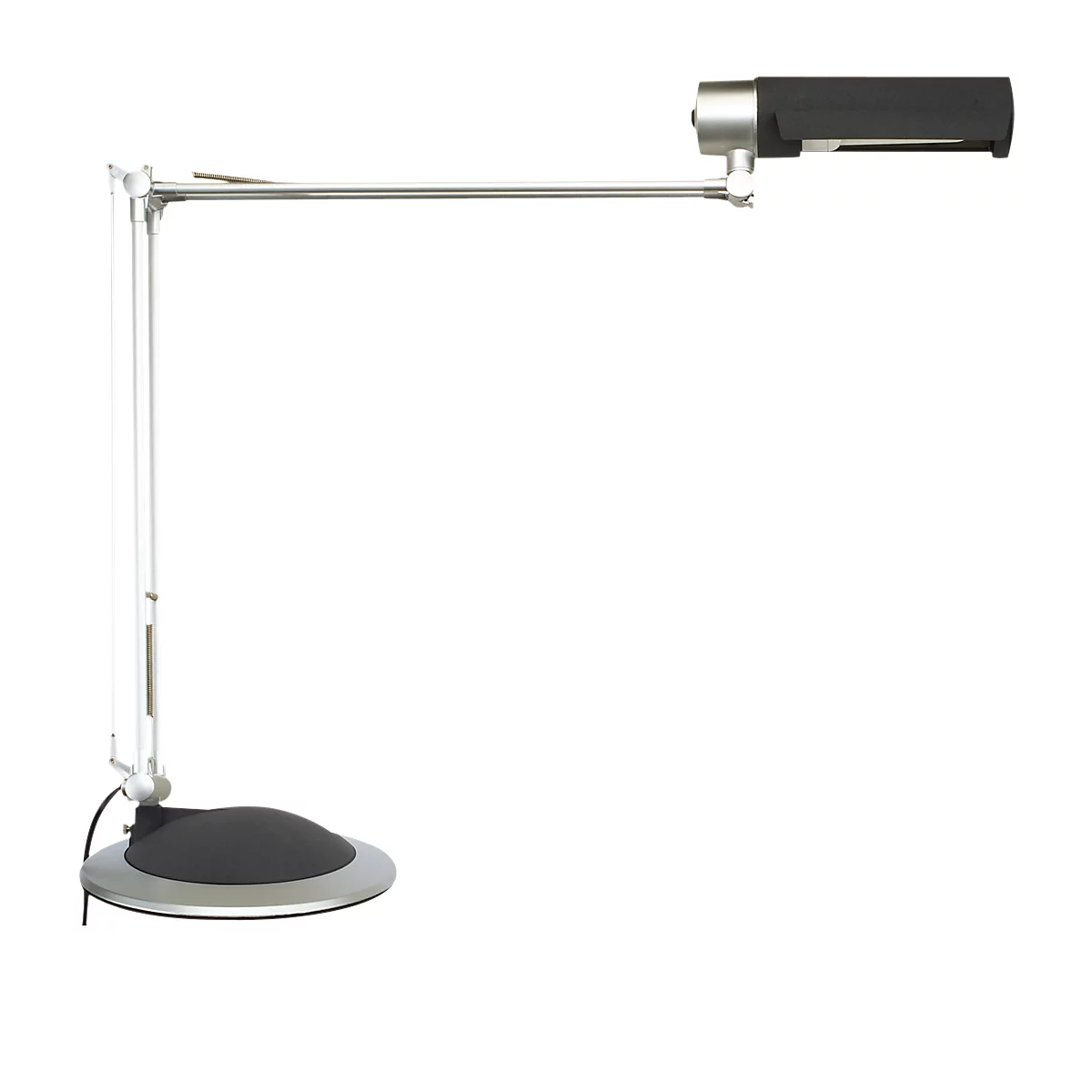 LED-tafellamp MAULoffice, draai- &amp; kantelbare kop/arm, 950 lumen, voetkeuze, hoogte 540 mm, aluminium &amp; metaal, zilver-antraciet