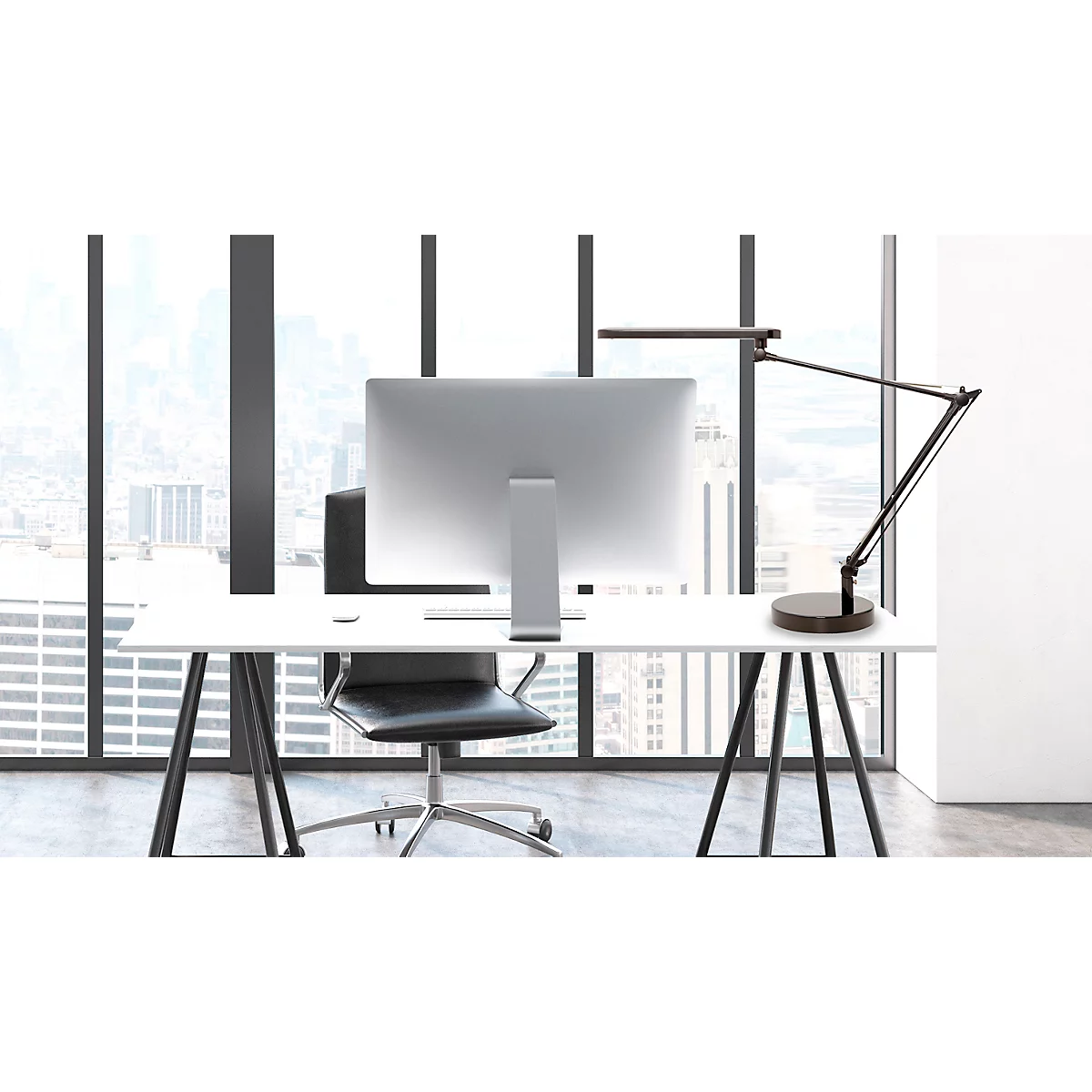 LED tafellamp UNILUX MAMBOLED 2.0, dimbaar, met scharnierarm, L 505 x B 220 x H 110 mm, zwart