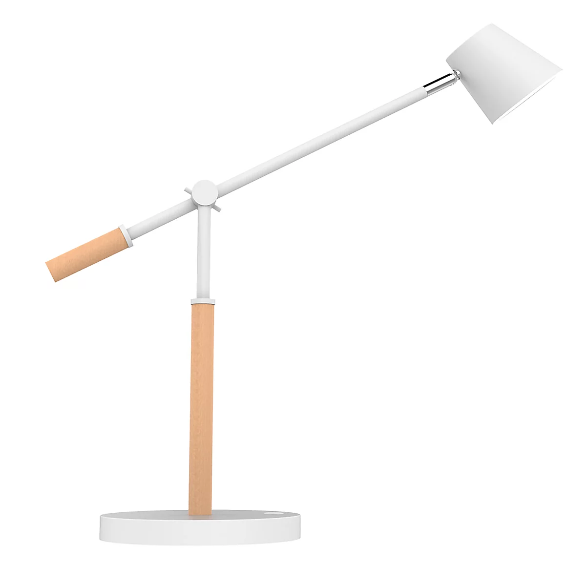 LED tafellamp UNILUX VICKY, 9 W, 900 lm, 3000 K, 3 lichtsterktes, dimbaar, USB-oplaadfunctie, beukenhout &amp; staal, wit-beuken