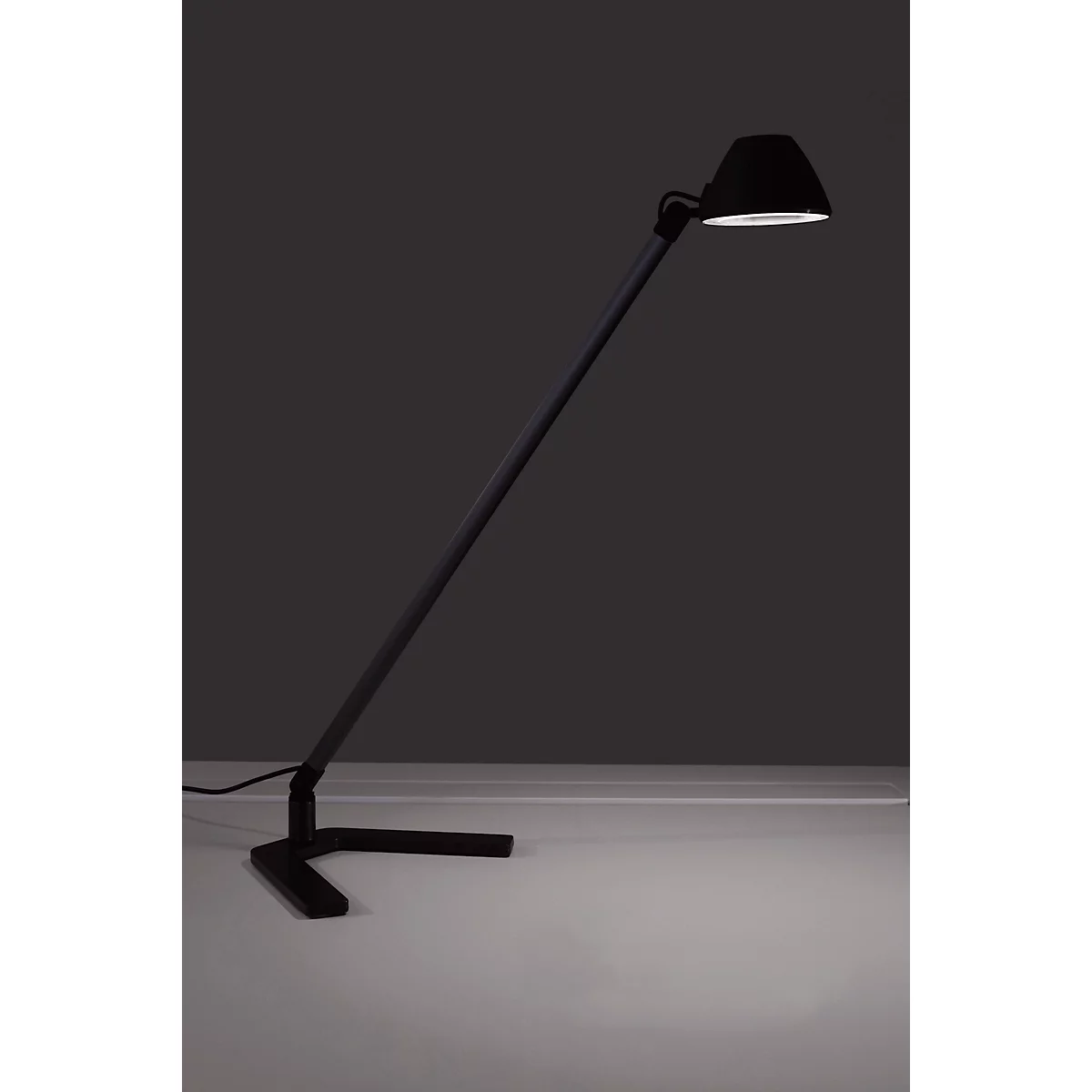LED-tafellamp Waldmann Lucio, 3,5 W, 300 lm, 4000 K, dimbaar, draaibaar &amp; kantelbaar, USB, aluminium/staal/kunststof, titaniumgrijs