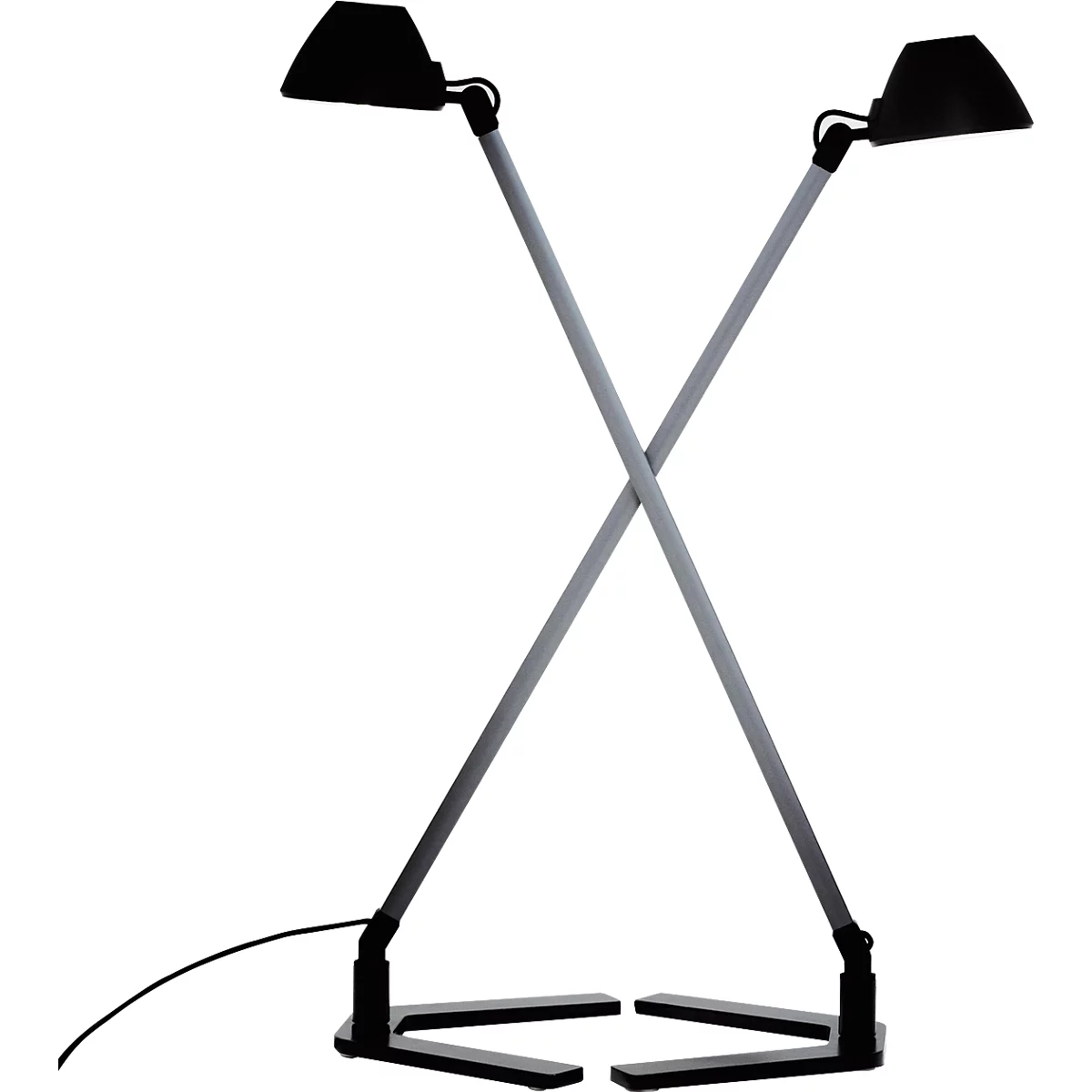LED-tafellamp Waldmann Lucio, 3,5 W, 300 lm, 4000 K, dimbaar, draaibaar &amp; kantelbaar, USB, aluminium/staal/kunststof, titaniumgrijs