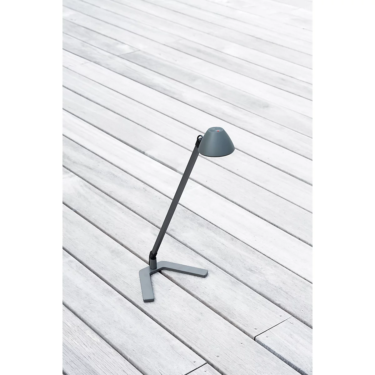 LED-tafellamp Waldmann Lucio, 3,5 W, 300 lm, 4000 K, dimbaar, draaibaar &amp; kantelbaar, USB, aluminium/staal/kunststof, titaniumgrijs