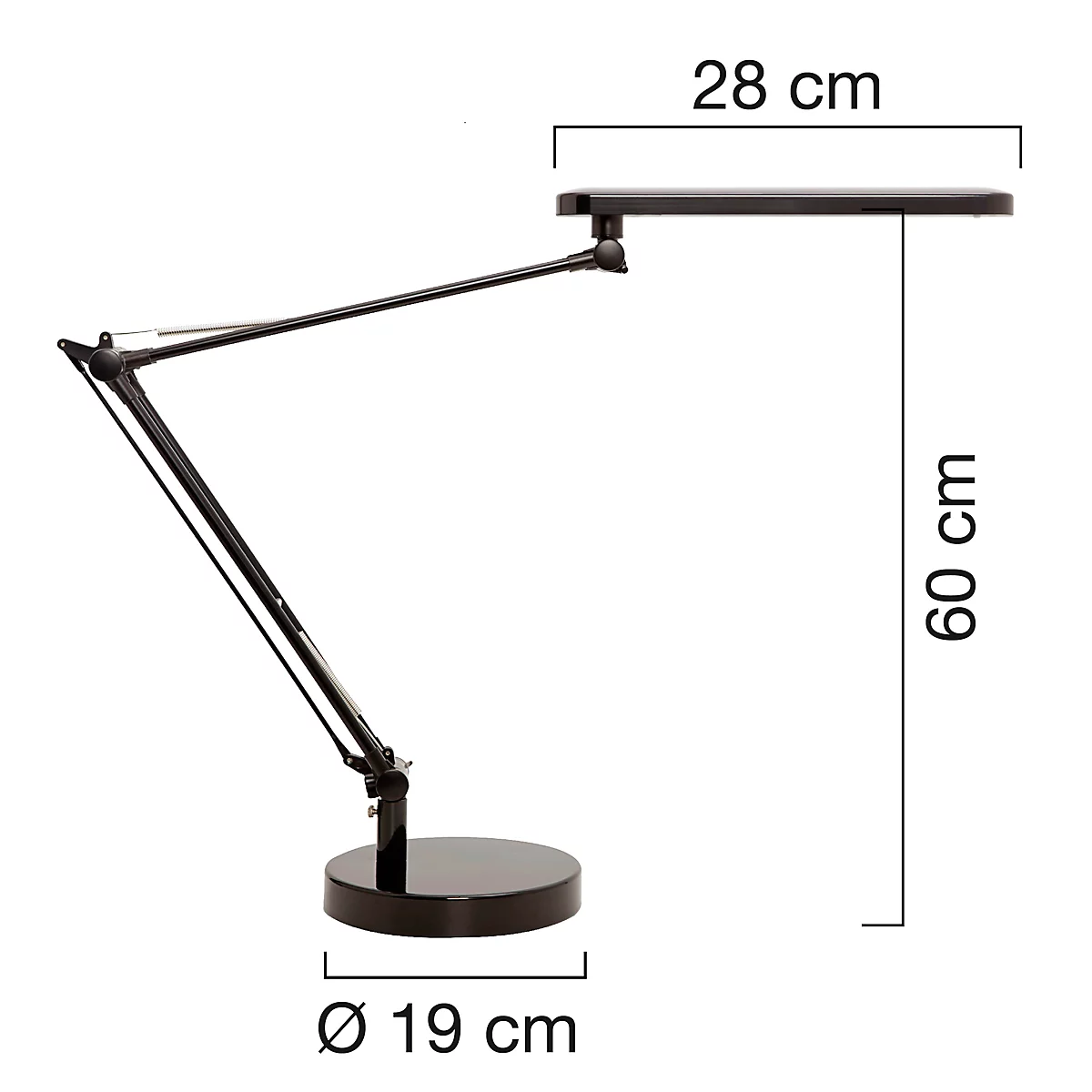 LED-Tischleuchte MAMBOLED, 7 W, 665 lm, mit Diffusor, dreh-u. neigbar, Sockel + Klemme, schwarz