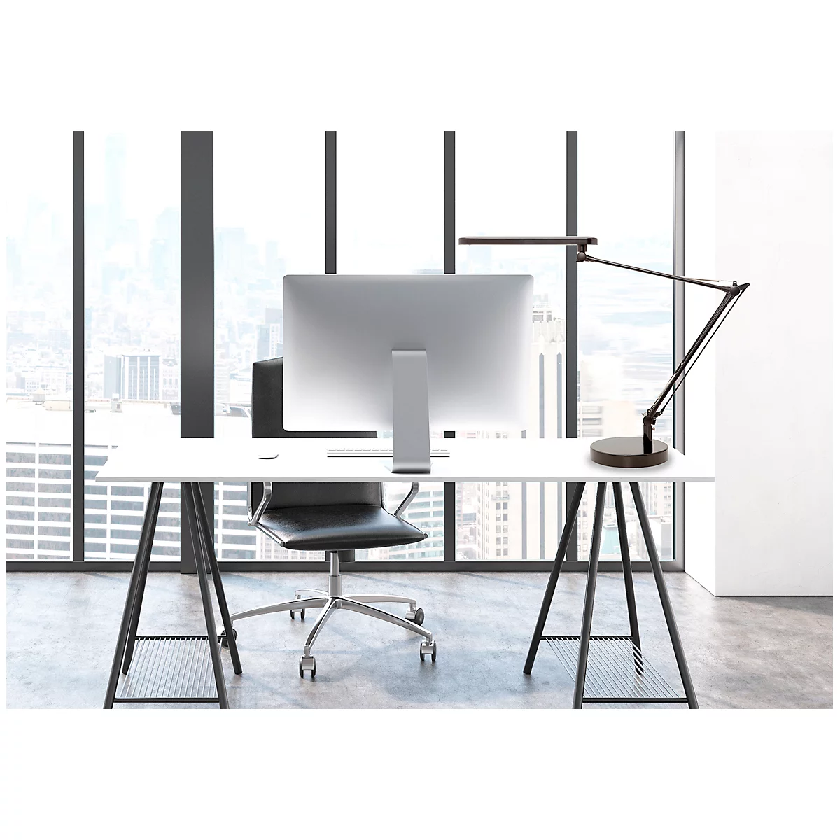 LED-Tischleuchte MAMBOLED, 7 W, 665 lm, mit Diffusor, dreh-u. neigbar, Sockel + Klemme, schwarz