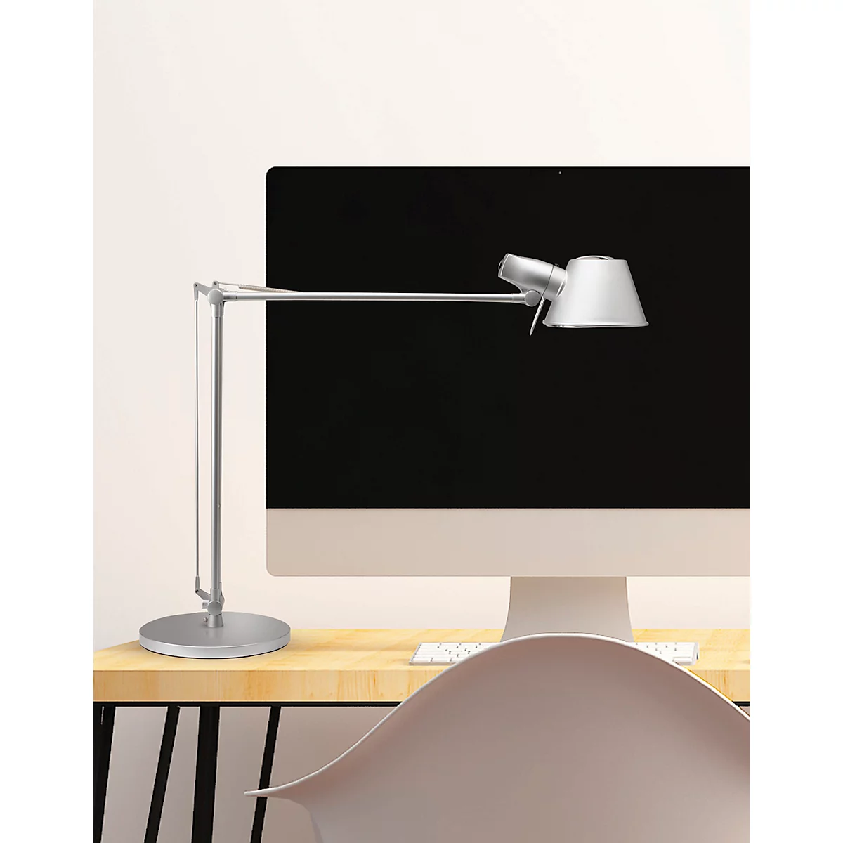 LED-Tischleuchte MAULrock, dreh- & neigbarer Kopf/Arm, Smart Home fähig, 950 Lumen, Höhe 540 mm, Aluminium, silber