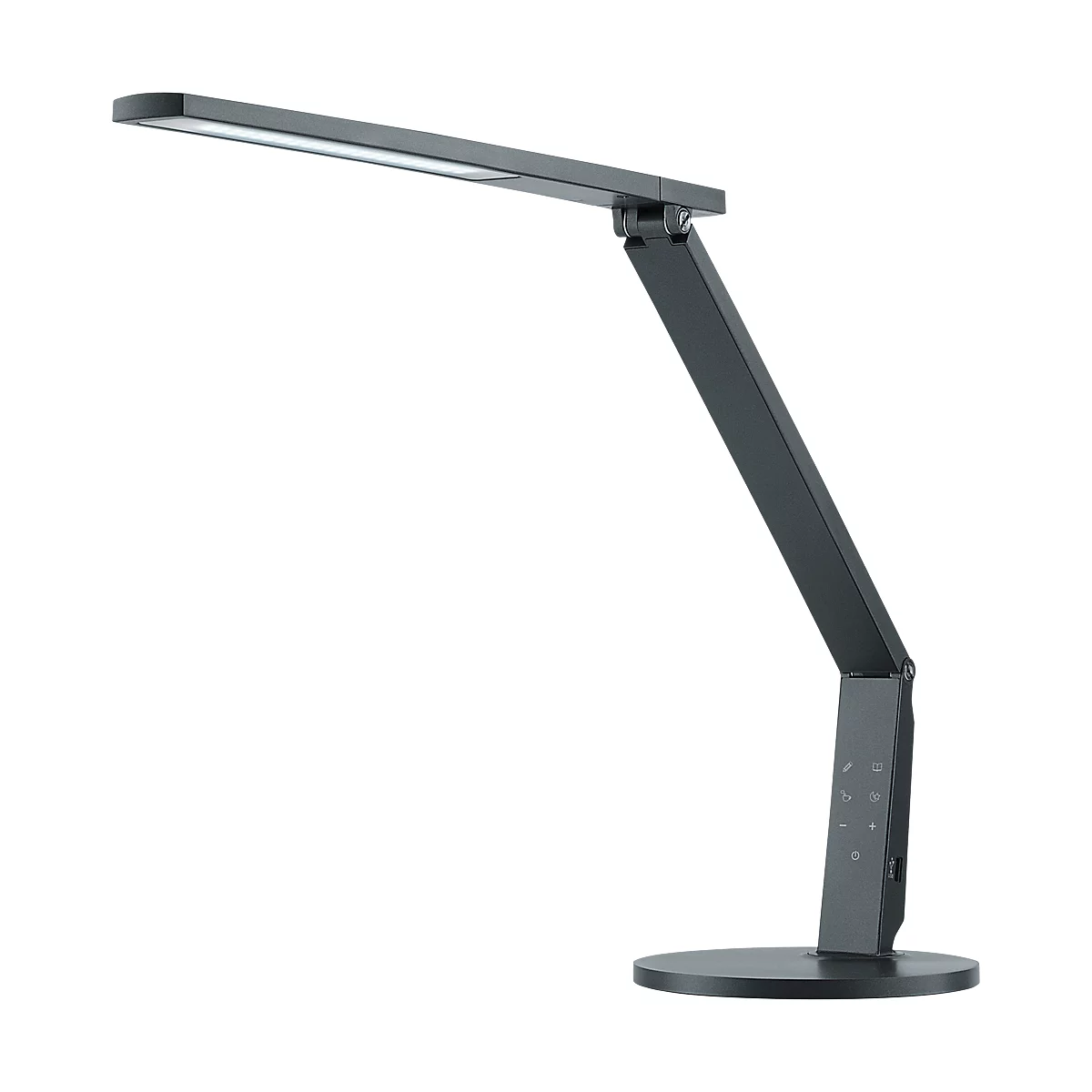 LED-Tischleuchte Vario Plus, 10 W, 620 lm, 2700-6400 K, höhenverstell-/dreh-/neigbar, USB-Ladefunktion, stufenlos dimmbar, anthrazit