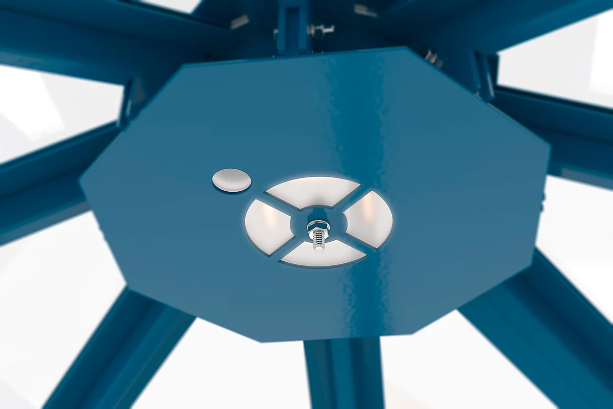 LED-verlichting voor achthoekig rookpaviljoen model Paris, lichtkleur neutraal wit, 11 W, IP65, plaat gentiaanblauw RAL 5010