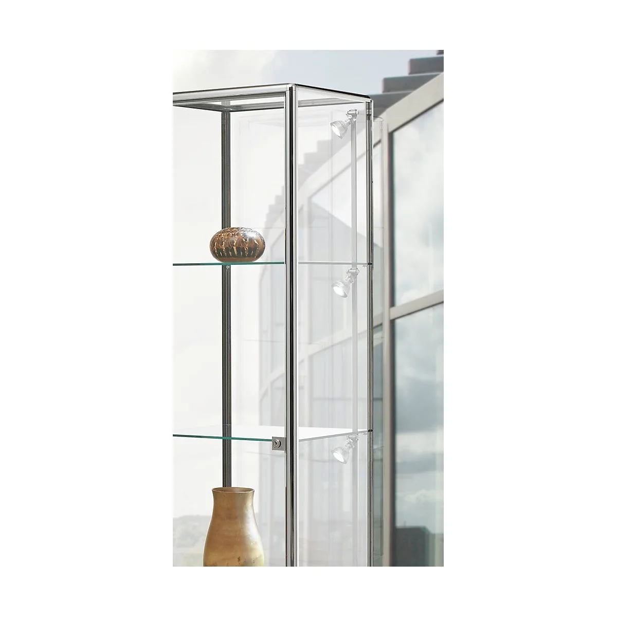 LED-verlichtingsset voor vitrines, 4-spot, vermogen 4 x 5 W, 4 x 350 lm, 2700 K, in hoogte verstelbaar, met kunststof rail &amp; bevestigingsmateriaal
