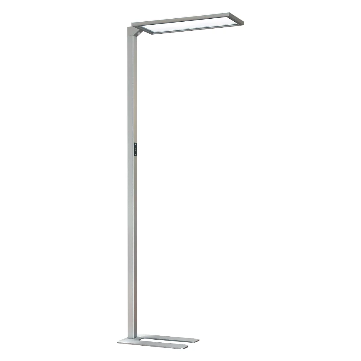 LED-vloerlamp NUBO plus, dimbaar, voor beeldschermwerkplek, directe/indirecte verlichting, 4000 K, zilver