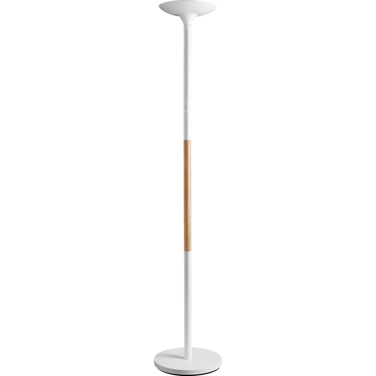 LED vloerlamp UNILUX PRYSKA, vermogen 40 W, 4000 lm, 3000 K, 3 lichtsterktes, dimbaar, Ø 340 x H 1800 mm, staal &amp; FSC®-gecertificeerd hout, wit-beuk