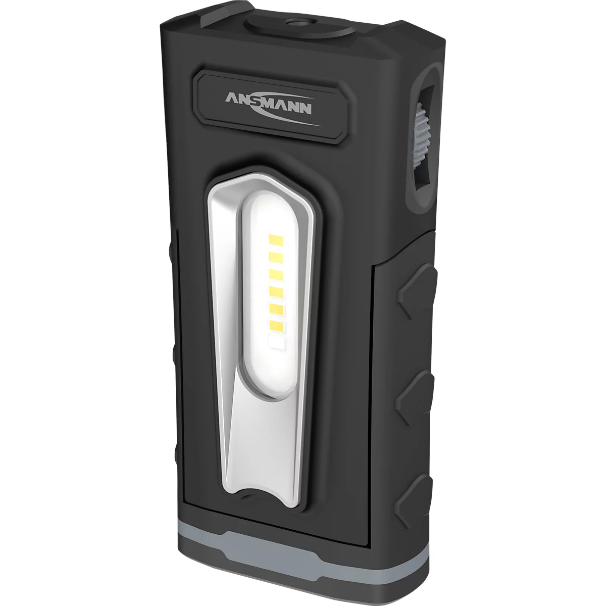 LED werkplaatslamp Ansmann WL 500R Pocket, 500 lm (hoofdlicht), 180 lm (knoplicht), tot 26 h, B 64,8 × D 40,5 × H 131 mm, zwart